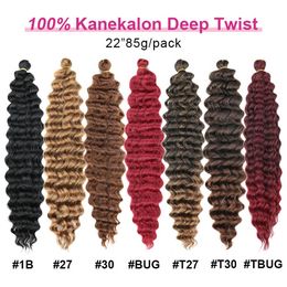 Deep Wave Twist Crochet Hair Natural Synthetic Afro Curls Braids Ombre Braiding Hair Extensions For Women Low Tempreture Fiber