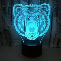 Night Lights Bear 3d Illusion Lamp Colourful Led For Bedroom Decor Light Touch Remote Bedside Table Birthday Gifts Kids