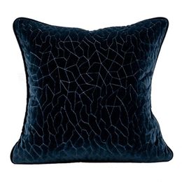 Cushion/Decorative Pillow Luxury Velvet Embroidery Geometric Lines Cushion Cover Decorative Case Modern Art Living Room Soft Chair BeddingCu