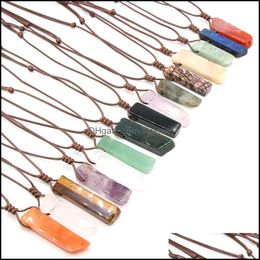 Pendant Necklaces Pendants Jewelry Healing Natural Stone Mineral Irregar Rec Quartz Pendum Amazonite Dhnij