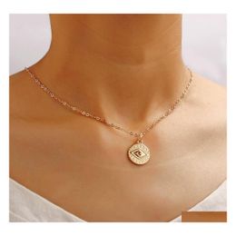 Pendant Necklaces Fashion Jewelry Eye Necklace Vintage Collarbone Chain Gold Sweater Drop Delivery Pendants Dhljc