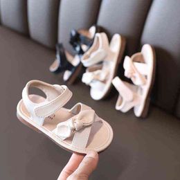 2021 Soft Bottom Girls Shoes for Baby Children's Sandals Princess Shoes Summer Kids Fashion Bow Beach Sandals 1 2 3 4 5 6 Years G220523