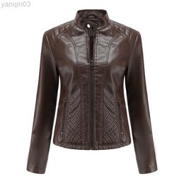 Leather Jacket Women New Spring Autumn Jackets Ladies Motorcycle Large Size Stand Collar PU Leather Jacket Female Outerwear 3XL L220801