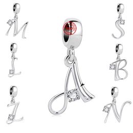 925 Silver Charm Beads Dangle ABC Letter Of The Alphabet Bead Fit Pandora Charms Bracelet DIY Jewellery Accessories