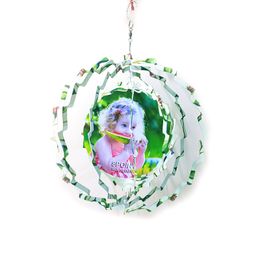 20cm 25cm Aluminum Sublimation DIY Wind Spinner Home Christmas Decors Double Sided Circle Garden Wind Chimes