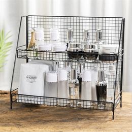 Folding Iron Storage Shelf Rack for Cosmetics Kitchen Bathroom Shelves Bonsai Pot Display Organiser Y200429