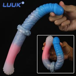 Slave 29CM Coquettish Red Double Head Realistic Glans Dildo Soft sexy Toys for Women Lesbian Products Liquid Silicone Anal Plug