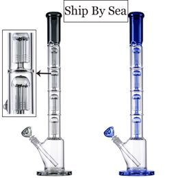 Ship By Sea Black Blue Hookahs Big Bong 4 Layers Perc 6 Arm Trees Dab Oil Rigs Tall Bongs 5mm Thick With Bwol Diffused Downstem WP21101