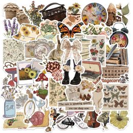 50pcs Vintage Flora and Fauna Stickers Junk Journal Supplies Paleontoloay Grafiti Stickers for DIY Skateboard Motorcycle Sticker