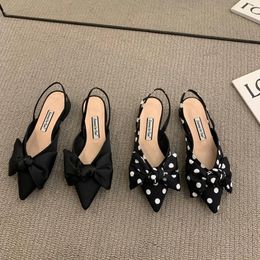 Sandals Fashion Women Shoes Bow Polka Dot Pointed Toe Stiletto Luxury Designers Elegant Party SandalsSandals