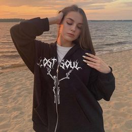 Women's Hoodies & Sweatshirts Hoodie Clothes Zipper Coat Hip Hop Streetwear Women Top Sweatshirt Graph Print Goth Harajuku Grunge Jacket Out