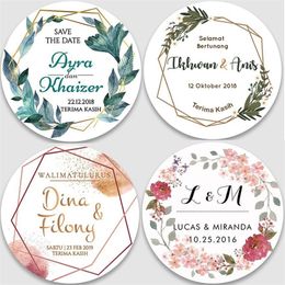 Personalised Round Label Company Custom Name Date Thank You Sticker for Bridal Shower Party Gifts 220613