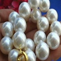 Huge 16mm AAA south sea white shell pearl necklace 18"