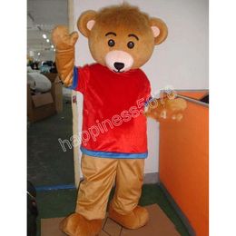 Halloween Blue Red T Shirt Bear Mascot Costumes High quality Cartoon Character Outfit Suit Halloween Adults Size Birthday Party Outdoor Festival Dress