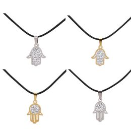 Anhänger Halsketten Mode Retro Palm Gold Silber Plattierkette Party Charme Schmuckzubehör für Frauen Kristall Geschenkverantwortlicher