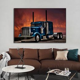 New Arrivals PeterbiltTruck Mosaic Scenery Larger Wall Art Car Poster Print on Canvas Pictures For Living Room Home Decor