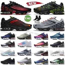 2022 Designer 3 Woman Mens Running Shoes Tuned III Cinza Branco Preto Light Bone Verde Aqua Rainbow Vermelho tns Trainers Tn3 masculino feminino Sports Plus Tênis 36-47