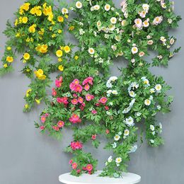 fake hanging plants indoor UK - Decorative Flowers & Wreaths Wall-mounted Daisy Home Decoration Fake Flower Indoor Simulation Plant Wall Hanging Wedding Room Artificial Rep