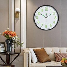 Wall Clocks 12inch Clock Nonticking Quartz Round Battery Operated Luminous Night Light Watch For Office Kitchen Home Bedroom TheaterWall Clo