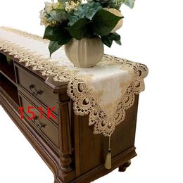 European dining table lace embroidered tea flag cloth TV cabinet dust cover desk bed runner home textile decor 220615