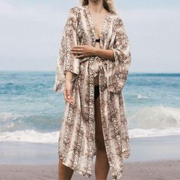 Women's Swimwear Snake Skin Summer Beach Dress Long Kimono Women Swimsuit Cover Up Bikini Coverup Beachwear Sarong PlageWomen's