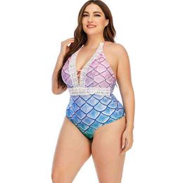 xl fat suit UK - Plus Size Bikini Big Swimsuit Large Female Swimming Suits XL Mermaid style fat woman large size women's onepiece L220606