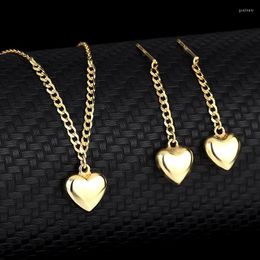 Chains Sterling Silver Heart-Shaped 18k Gold Hollow Love Necklace Earrings Simple Set Of Female Collarbone ChainChains Godl22