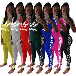 Designer Women Tracksuits Outfits Short Sleeve Jogging 2 Piece Set Legging Sportswear Letter Print Wholesale Clothing Wholesale Item K016