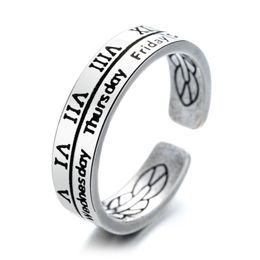 Ins English Roman numeral open index finger ring retro twelve-hour chain geometric female rings