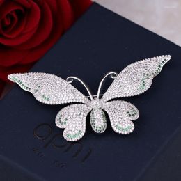 Pins Brooches High Quality Big Butterfly Brooch For Women Party Gift Fashion Classic Insect Coat With Luxury Cubic Zirconia Seau22