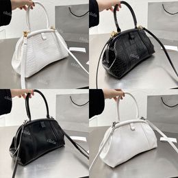 Top Quality Designer Hourglass Bag Editor Series Luxury Brand Women Classic Crocodile Pattern Handbag Shiny Smooth Leather Crossbody Dumpling Bag Tote