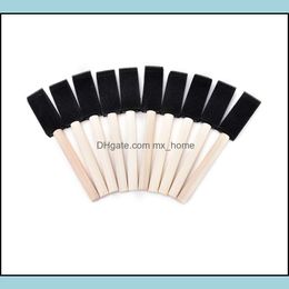 10 Pcs/Lot Foam Brush Sponge Wooden Handle Brushes For Watercolor Oil Stain Art Craft Painting Ding Project Tool Supply Drop Delivery 2021 S