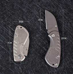 Promotion Small Pocket Folding Knife 5Cr15Mov Titanium Coated Blade Steel Handle Outdoor EDC Knives