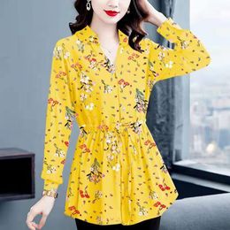 Women's T-Shirt Women Clothing Print Blouses Female Beach Cover-ups Style Casual Chiffon Tops Shirts Ladies Long Sleeve Loose Slim Soft Top