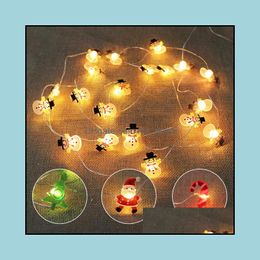Christmas Decorations Festive Party Supplies Home Garden 2M Santa Claus Tree Led String Lights Garland Snowflakes Christ Dhm9M