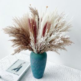 Decorative Flowers & Wreaths 100Pcs/lot Pampas Bouquet Set Decoration Fluffy Natural Dried Living Room Pampa Grass Boho Home DecorDecorative