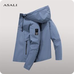 Hooded Jacket for Men Bomber s Windbreakers Zipper Coats Spring Autumn Slim Cargo Casual Sportswear 220810