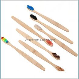 Other Bath Toilet Supplies Home Garden Bamboo Toothbrush Adt Soft Rainbow Environmentally Wooden Handle Tooth Brush Eco-Friendly 11 Colours