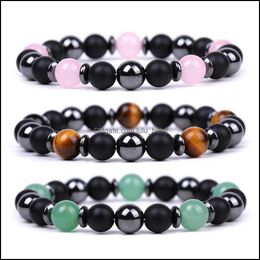 Beaded Strands Chakra Stone Beaded Strand Bracelet Healing Energy Yoga For Men Women Pink Crystal Green Aventurine Baby Dhx1T