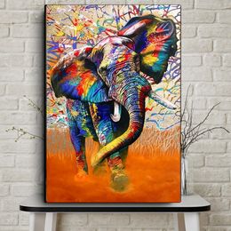 Abstract Watercolour Africa Elephant Wild Animal Canvas Art Painting Posters and Prints Cuadros Wall Art Picture for Living Room