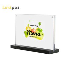 29.7*21CM A4 Black bottom T strong magnetic Acrylic Photo Frame Desk advertising sign tag display stand table menu card stand Label Holder