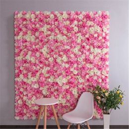 Silk Flower Wall Pink Artificial Rose Floral Wall Outdoor Party Wedding Backdrop Decor Window Display 40x60cm