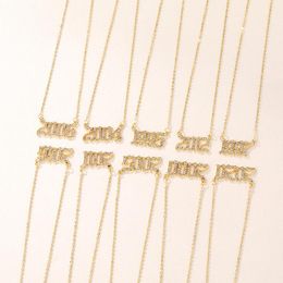 Chains Lost Lady Stylish Zircon Birthday Year Number Pendant Necklace For Women Chain Chokers Wholesale Jewellery Drop