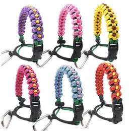 Paracord Strap Sunflower Carrier Water Bottle Handle for Wide Mouth 12oz to 64oz Bottle with Safety Ring Carabiner