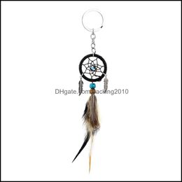 Other Home Decor Garden Mini Dream Catcher Key Chain Handmade Feather Car Bag Hanging Accessories Craft Gift Drop Delivery 2021 Ws2Tn