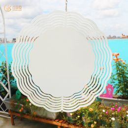 10 inches Double Sides Sublimation white Metal Wind Chime home decors Aluminium Wind spinners Blank ornaments for DIY party Christmas Festivals 25x25cm