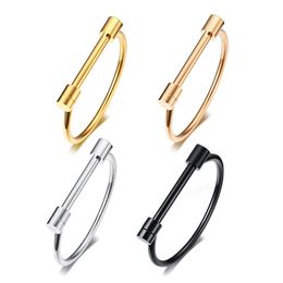 4 Color Cuff BangleShape Bar Screw Shackle Horseshoe Bracelet Stainless Steel Jewelry For Men Women Unisex Fashion Gifts25322609214