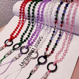 Mobile phone lanyard hanging neck hanging chain Pendant Crystal beads hand made Anti-lost rope strap Removable AA220318