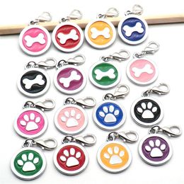 Wholesale 100 pcs Paw Shape Dog Collar Stainless Steel Cat Tag Pet Accessories ID tag Name Telephone Personalized LJ201112