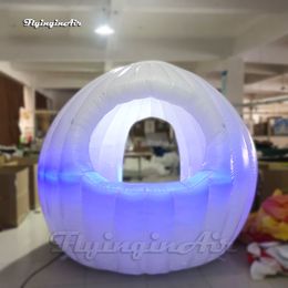 Portable Party Tent LED Inflatable DJ Booth 2.5m White Bar Blow Up Dome With RGB Light For Club And Concert Event